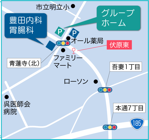 豊田内科胃腸科 周辺の詳細地図